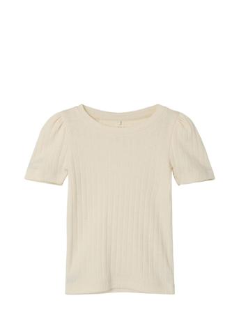 Nmfhenny Ss Slim Top Tops T-Kortærmet Skjorte Beige Name It