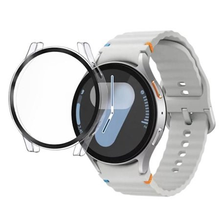 Coque kompatibel med Samsung Galaxy Watch 7 44mm - Hårdført beskyttelsescover, klart etui, tempereret glas Phonillico