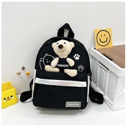 Oppilaan koululaukku Muoti Söpö Karhu Lasten Laukku Päiväkoti Uros ja naaras Vauva Esikoulu Reppu Lasten Koululaukku - Musta
