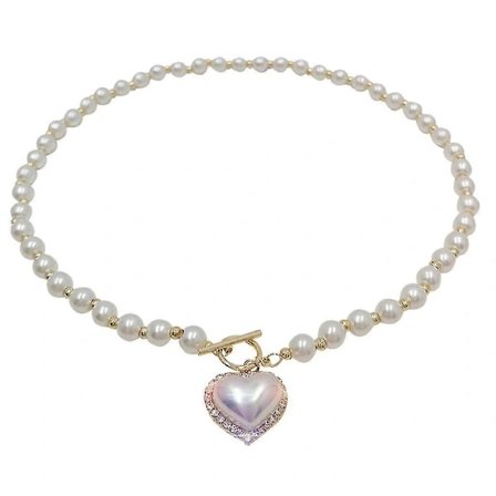 Unikt perlekjede med anheng, håndplukket barokk perlekjede, tykk snor