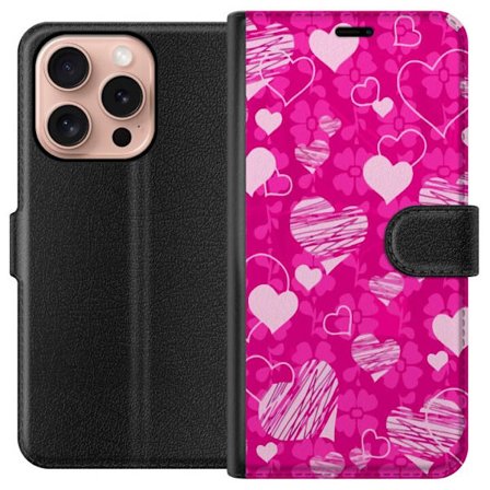 Kompatibelt Plånboksfodral till Apple Apple iPhone 16 Pro PopHjärtMönster