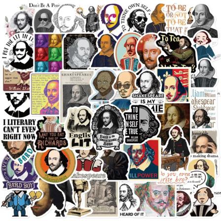 50 kpl Retro Celebrity William Shakespeare -tarra Graffiti DIY Lumilauta Kannettava Matkalaukku Auto Jääkaappi Vedenpitävä Tarra 50pcs-Random