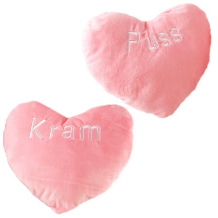 Rosa Hjärtkudde med Text 29 cm