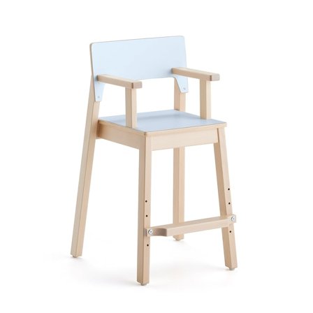Großer Kinderstuhl LOVE mit Armlehnen, H 500 mm, Birke, Laminat Birke, blau