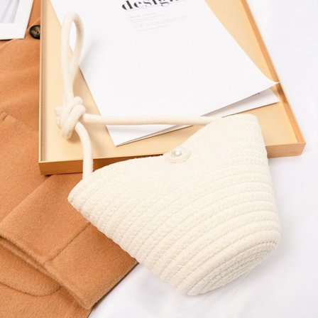 Vävd handväska VIT