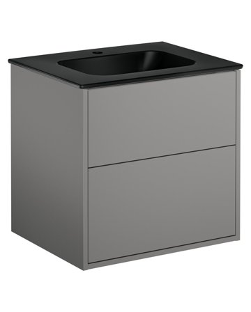 Gustavsberg Artic GB71ACVU60TL38 Kommodpaket askgrå/mattsvart, 60 cm, 2 lådor Askgrå/mattsvart, Badrum