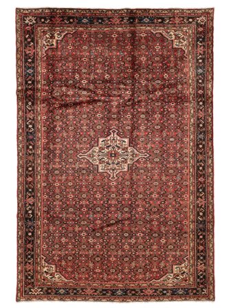 Håndknyttet Persisk Hosseinabad Teppe 208X307 Mørk Rød/Svart