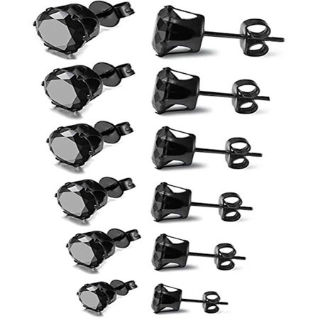 Rostfritt stål herr dam örhängen svart Ro