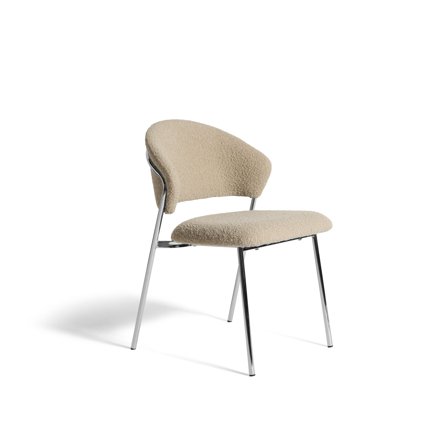 Curve Esszimmerstuhl in Amiya Beige, moderner Polsterstuhl mit gebogener Rückenlehne, einfarbiges Design, Höhe 80cm für das Esszimmer.