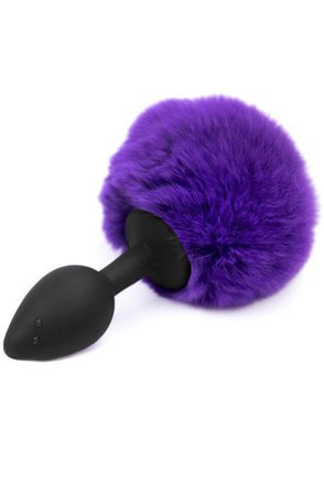 Purple Faux Fur Rabbit Tail With Silicone Plug S - Woome.pl