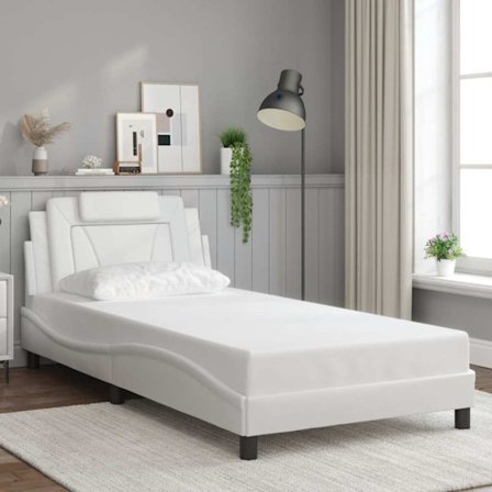 Bed Frame "Viana" without Mattress White 100x203 cm Faux Leather