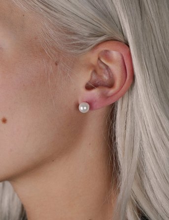 SNÖ of Sweden Laney Pearl Ear 8Mm - Silver - ONE SIZE