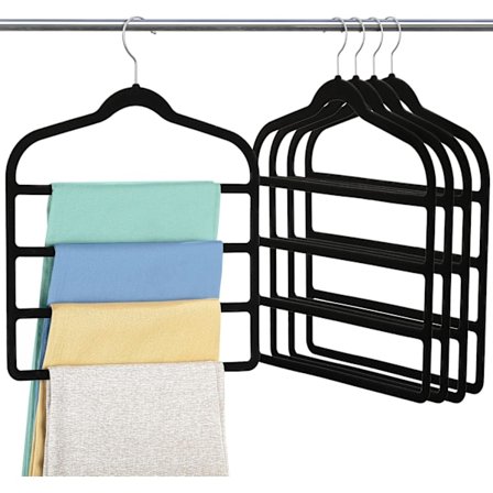 Hängare utrymmesbesparande halkfri byxhängare - 5-pack jeanshängare multi bar sammet klädhängare garderobsorganisatör