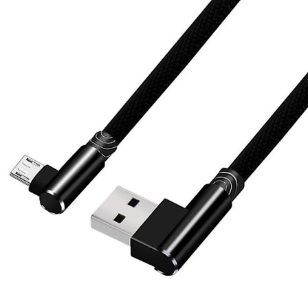 1m Lading Micro-kabel USB-plugg til 90 graders vinkel Micro Android ladekabelkontakt