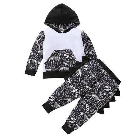 Pojkar Med Fickor Sweatshirt Outfits Hood Neck Höst Vinter Set