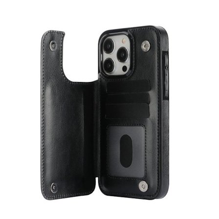 Fodral för iPhone 13 svart multifunktionellt kortfodral