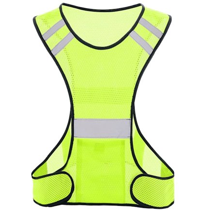 Reflekterende løpevest med høy synlighet og stor lomme, lett sikkerhetsutstyr for jogging og sykling, nattløping, grønn