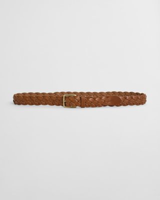 GANT - Flettet skinnbelte til herre til herre cognac