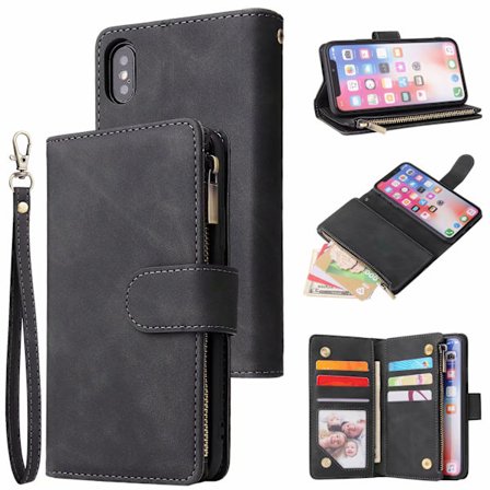 Magnetisk Flip Telefon Cover til Samsung S22 med Kortlommer & Håndledsrem[JUN]