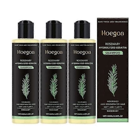 3 stk. Rosmarin Shampoo til Hårtykkelse - Volumengivende Styrkende Formel med Hydrolyseret Keratin, Reducerer Knækket Hår for Fyldigere Hår