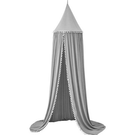 Baby Barn Säng Pom Pom Boll Baldakin Sänghimmel Myggnät Gardiner Sängkläder Kupoltält