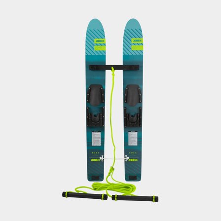 Vattenskidor JOBE Buzz Trainers 46", 117 cm blå/grön + bindningar + stabiliseringsstag + vattenskidlina, passar åkare upp till 39 kg