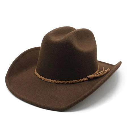 Cowboyhatter for kvinner og menn Western Cowgirl Caps Ull 57 58cm Ensfarget flettet stropper Enkel stil 2023 I NZ0104 Auburn