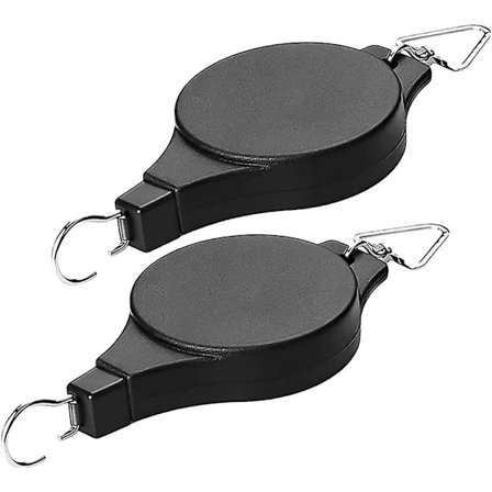 2-pack växtkrokar med rulle, infällbar växtupphängning för hängande blomkorgar för trädgårdskorgar, krukor och fågelmatare, häng högt upp och dra ner,