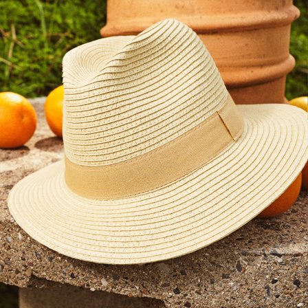Lacuna | Beige Stroh Fedora für Männer - Fedora Filzhüte