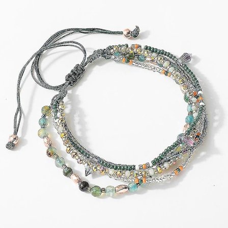 Handgjord vävd etnisk justerbar kristallarmband present damarmband