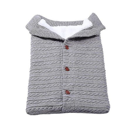 Baby Swaddling Wrap i Uld - Strikket, Polstret, Tyk, Varmt Sovepose