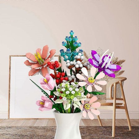 En Blombukett Byggklossar Julkalender för 2024, en Julnedräkning med 24 Dagar i en Solrosbukett Överraskningslåda