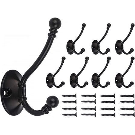 Stor Krog til Dør - 8-pak Antik Kraftig Dobbeltkrog Soveværelse Badeværelse Krog Vægmonteret til Tøj, Morgenkåbe, Håndklæde