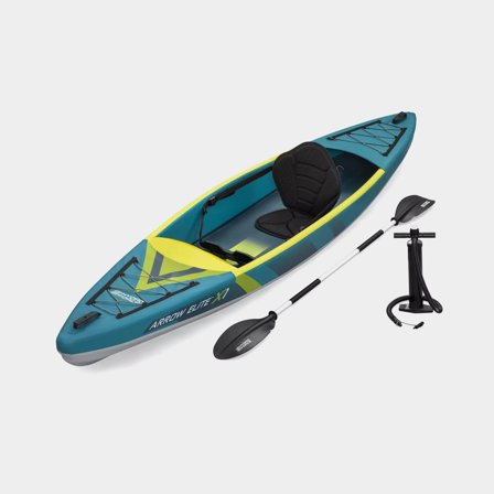 Ilmatäytteinen kajakki Bestway Hydro Force Arrow Elite X1, 365 x 73 x 30 cm, vihreä/keltainen + mela + käsipumppu + evät + istuin + PE-levy + 