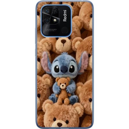 Yhteensopiva Puhelinkuori Xiaomi Redmi 10C Stitch ympäröity ruskeilla teddykarhuilla, joilla on pieni nallekarhu sylissään söpössä ja kodikkaassa kawa