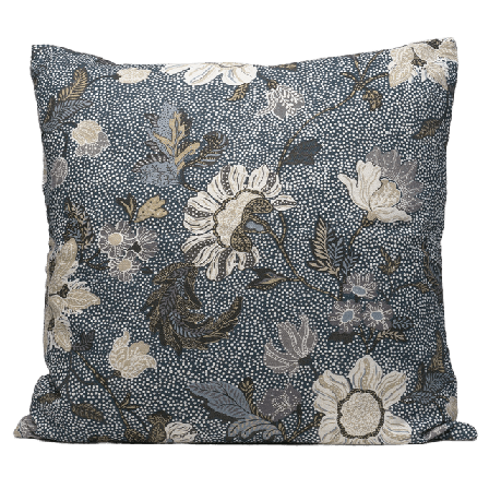 Ceannis Cushion Cover 50x50 Denim Blue Flower Linen Kuddar Unisex Blå L50*W0*H50 cm