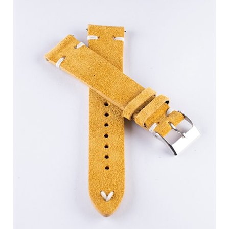 Klockarmband av gulbrun mocka / läder