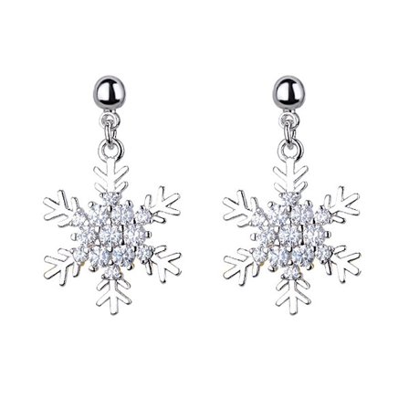 1 par juleøreringe til kvinder snefnug dingler med kubisk z