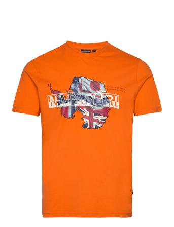 S-Gorfou Blu Marine, Xx Large T-shirts Short-sleeved Oransje Napapijri*Betinget Tilbud