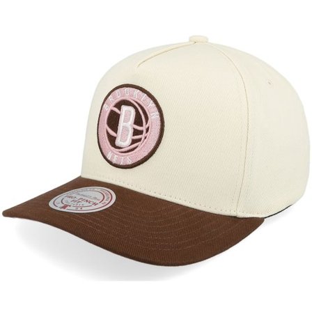 Mitchell & Ness - NBA Vit adjustable Keps - Brooklyn Nets Pastel Fusion Sand/Pink A-Frame Adjustable @ Hatstore