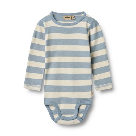 WHEAT Body Long Sleeve Freddie Calm Blue Stripe Str 74/9m, Tøj & Bolig, Børnetøj, Sparkedragter & Bodyer