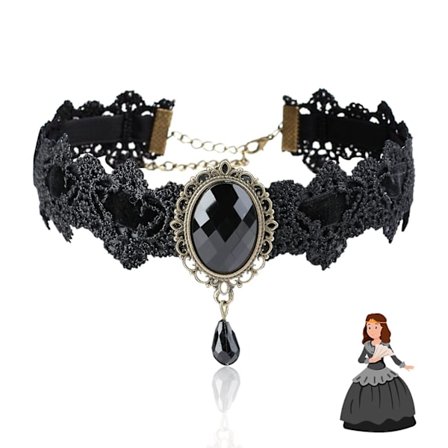 Svart choker gotisk halskjede for kvinner blonder strass krage med gotisk smykker steampunk vampyr choker punk
