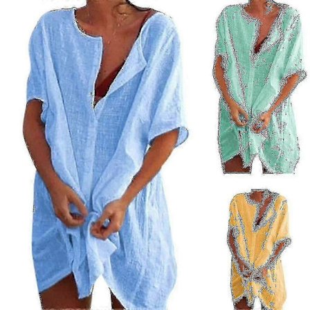 Strandkjole til damer, Bikini-cover-up med rund halsudskæring, Knaplukning Jtx