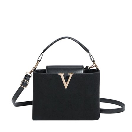 Dame taske med bogstav V, stilfuld og atmosfærisk, håndholdt skuldertaske