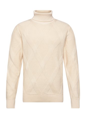 Rolled Neck Structure Knit Cream Lindbergh