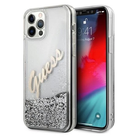 Guess GUHCP12LGLVSSI iPhone 12 Pro Max 6,7" sølv/sølv hardcase Glitter Vintage Script