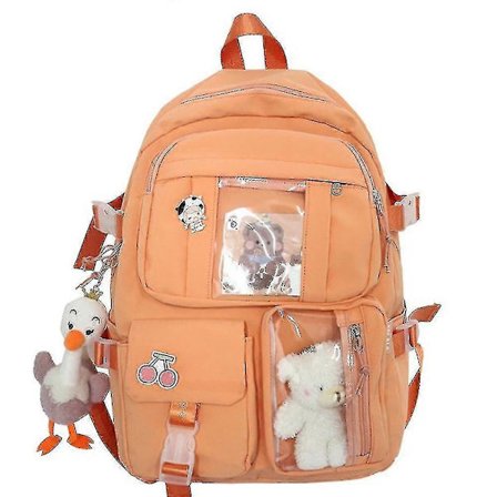 Ryggsekker jente student gjennomsiktig ryggsekk koreansk videregående skole student skolesekk oransje