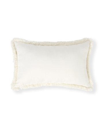 Lexington Lin/bomull frynse pute 30x50, hvit