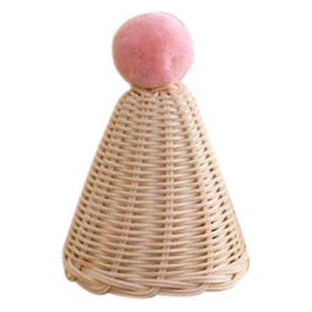 Lasten pieni rotinkypärä söpö jäniksen olkikypärä käsin kudottu kypärä -c