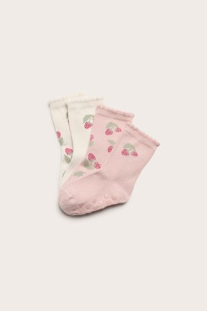Newbie | Strumpor med jordubbar 4-pack | Offwhite